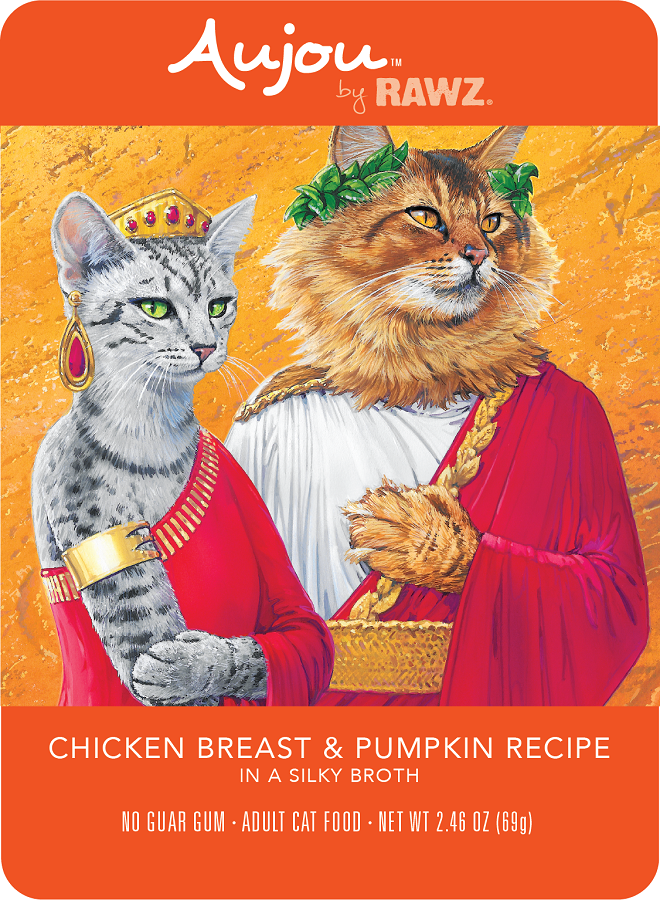 RAWZ Aujou Shreds Chicken Breast & Pumpkin Cat 2.46 oz 8-Pack - Click Image to Close