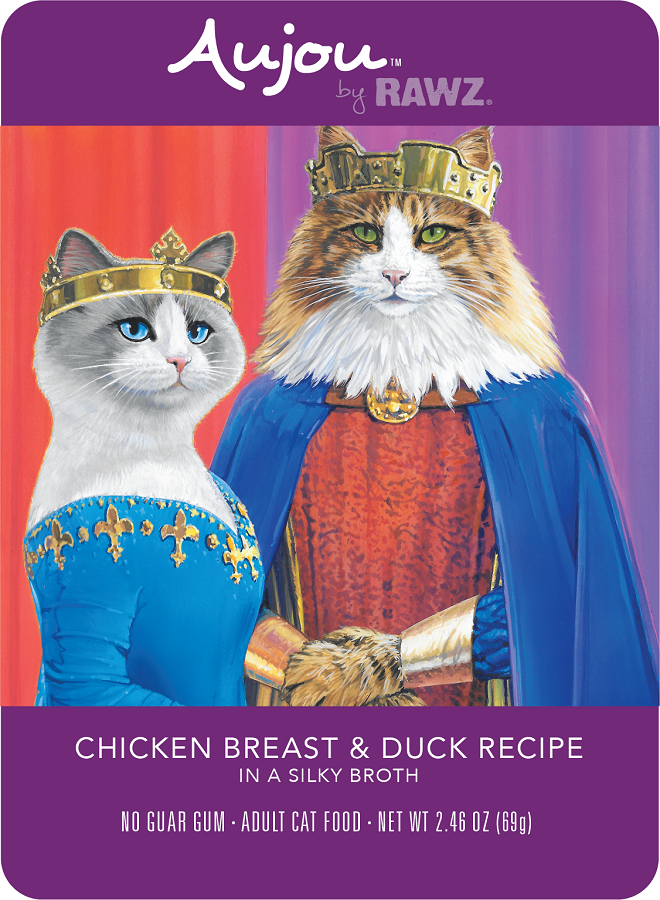 RAWZ Aujou Shreds Chicken Breast & Duck Cat 2.46 oz 8 Pack - Click Image to Close