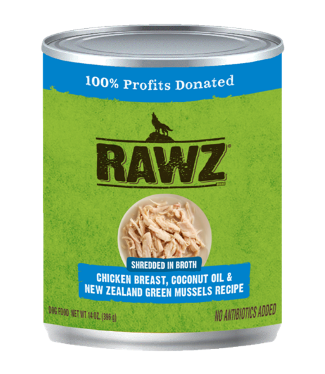 RAWZ Shredded Chicken Breast, Coconut Oil & NZGM Dog Can 10 oz.