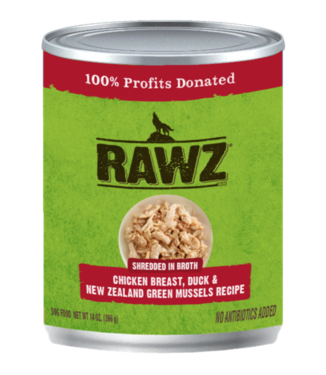 RAWZ Shredded Chicken Breast, Duck & NZGM Dog Can 10 oz.