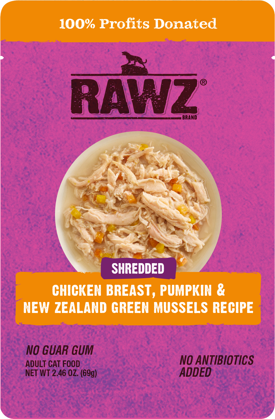 RAWZ Chicken Breast, Pumpkin & NZGM Cat Pouch 2.46 oz. 8-Pack - Click Image to Close