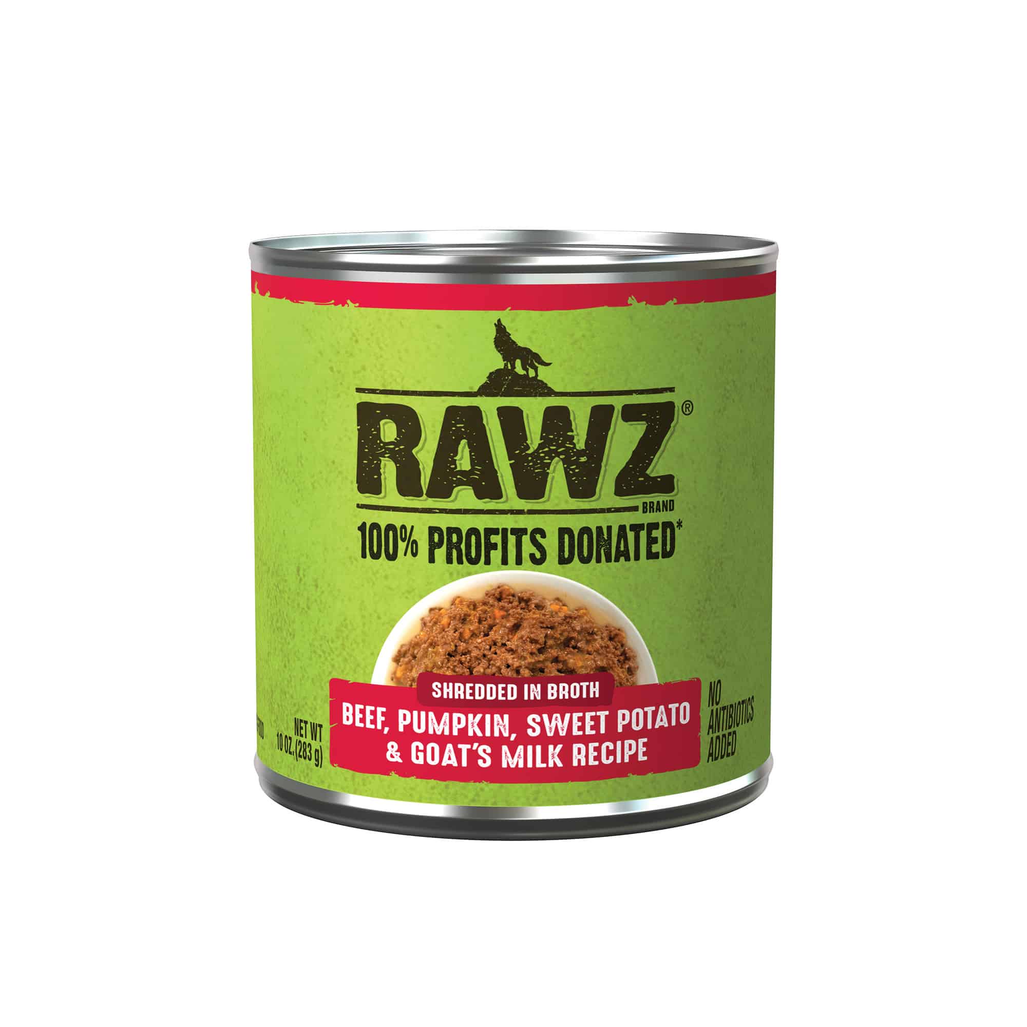 RAWZ Shredded Beef Salmon Coconut Oi; Goats Milk Dog Can 10 oz