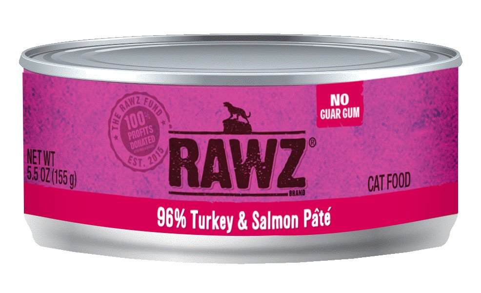 RAWZ 96% Turkey & Salmon Pate Canned Cat Food 5.5 oz./24 - Click Image to Close